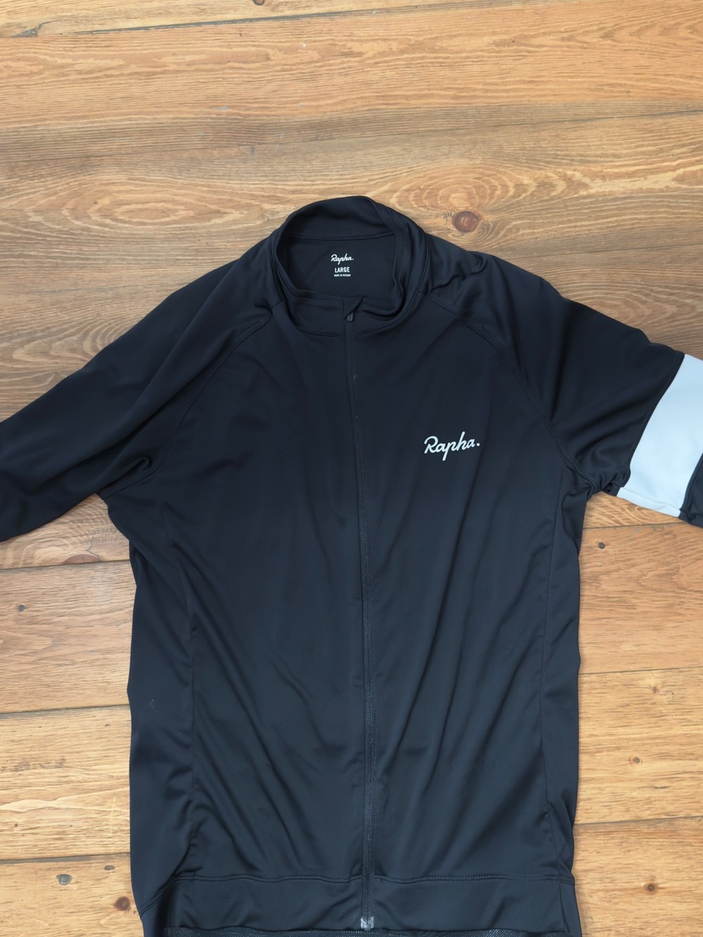 Rapha Black Cycling Jersey with Light Gray Sleeve Panel